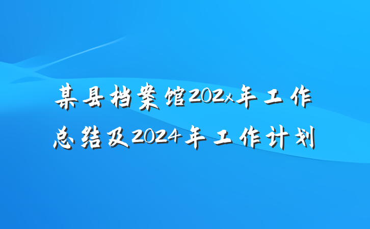 某县档案馆202x年工作总结及2024年工作计划