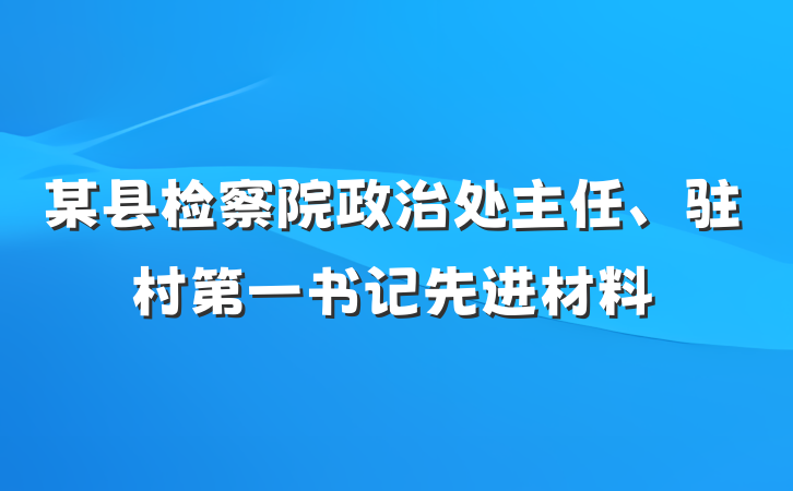 某县检察院政治处主任、驻村第一书记先进材料