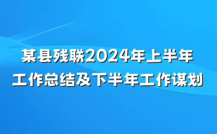 某县残联2024年上半年工作总结及下半年工作谋划