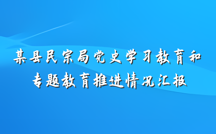 某县民宗局党史学习教育和专题教育推进情况汇报