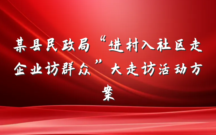 某县民政局“进村入社区走企业访群众”大走访活动方案