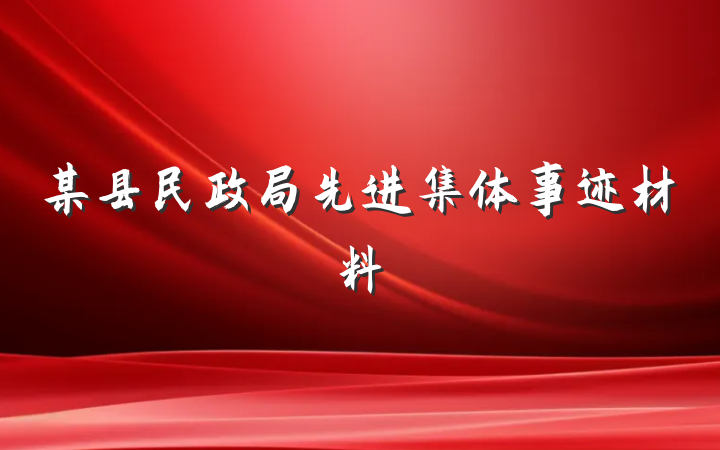 某县民政局先进集体事迹材料