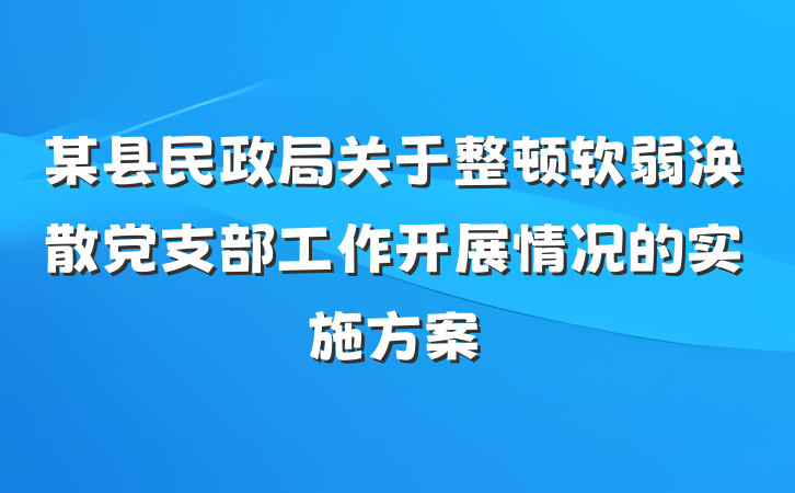 某县民政局关于整顿软弱涣散党支部工作开展情况的实施方案