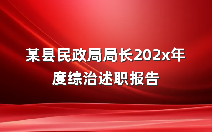 某县民政局局长202x年度综治述职报告