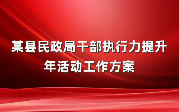 某县民政局干部执行力提升年活动工作方案