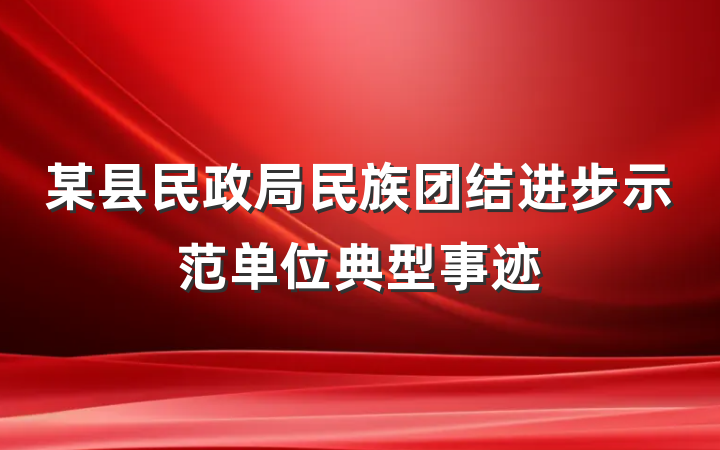 某县民政局民族团结进步示范单位典型事迹