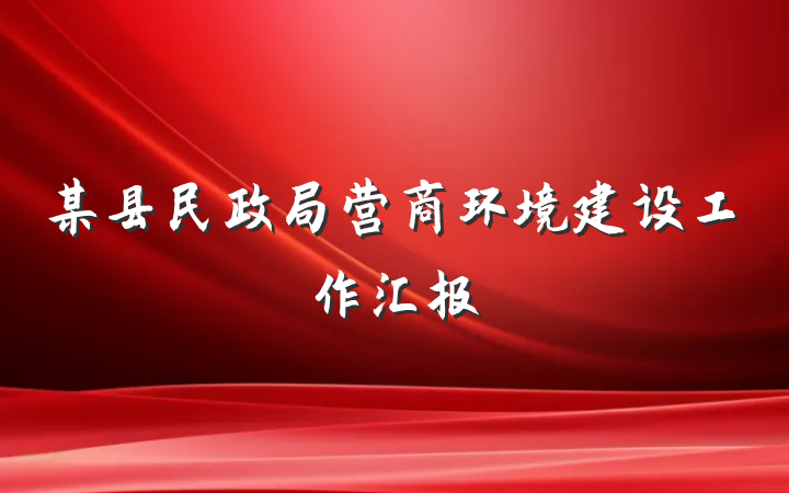 某县民政局营商环境建设工作汇报