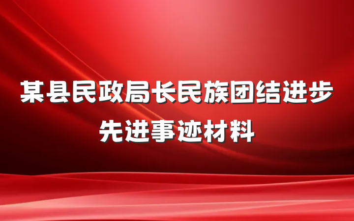 某县民政局长民族团结进步先进事迹材料