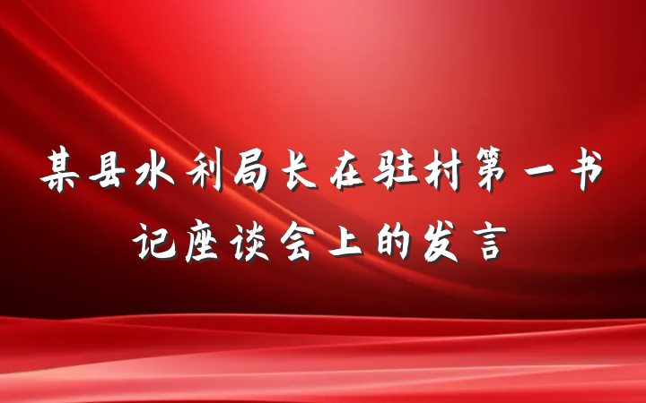 某县水利局长在驻村第一书记座谈会上的发言