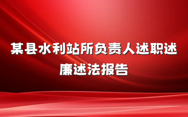 某县水利站所负责人述职述廉述法报告
