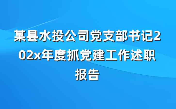 某县水投公司党支部书记202x年度抓党建工作述职报告