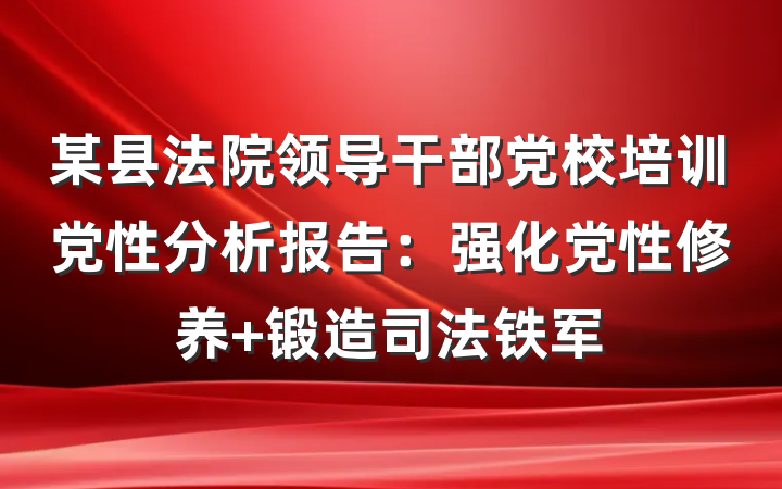 某县法院领导干部党校培训党性分析报告：强化党性修养 锻造司法铁军