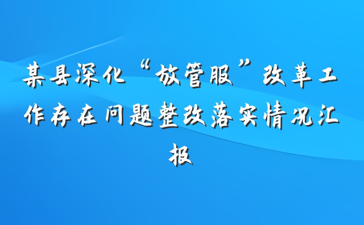 某县深化“放管服”改革工作存在问题整改落实情况汇报