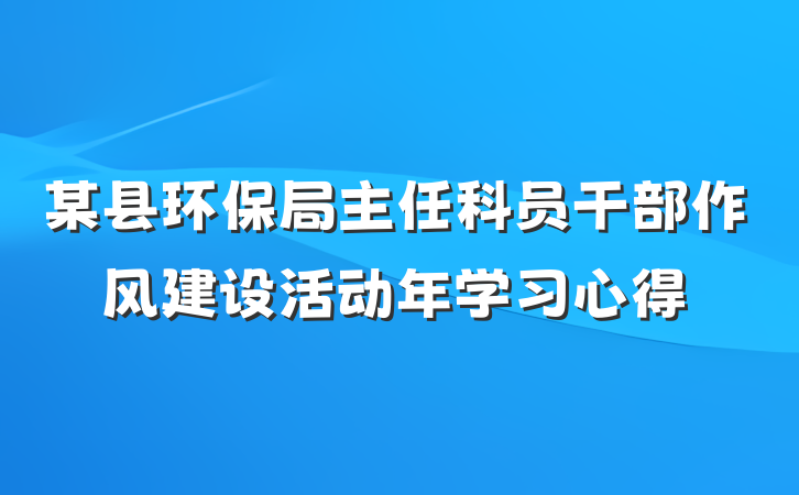 某县环保局主任科员干部作风建设活动年学习心得