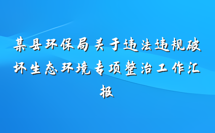 某县环保局关于违法违规破坏生态环境专项整治工作汇报