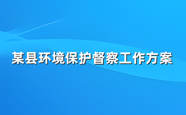 某县环境保护督察工作方案