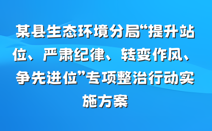 某县生态环境分局“提升站位、严肃纪律、转变作风、争先进位”专项整治行动实施方案