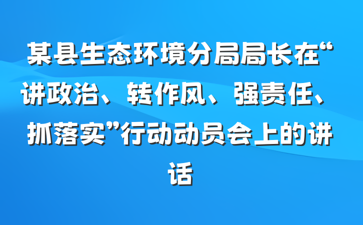 某县生态环境分局局长在“讲政治、转作风、强责任、抓落实”行动动员会上的讲话