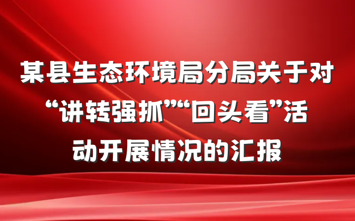 某县生态环境局分局关于对“讲转强抓”“回头看”活动开展情况的汇报
