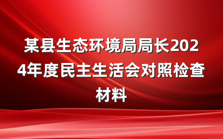 某县生态环境局局长2024年度民主生活会对照检查材料