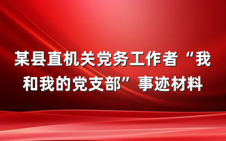 某县直机关党务工作者“我和我的党支部”事迹材料