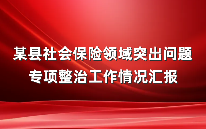 某县社会保险领域突出问题专项整治工作情况汇报