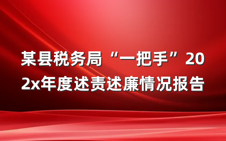某县税务局“一把手”202x年度述责述廉情况报告