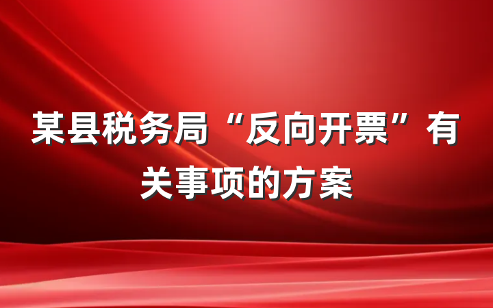 某县税务局“反向开票”有关事项的方案