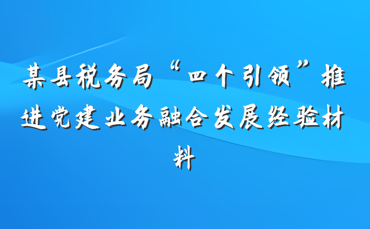 某县税务局“四个引领”推进党建业务融合发展经验材料