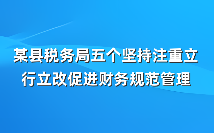 某县税务局五个坚持注重立行立改促进财务规范管理