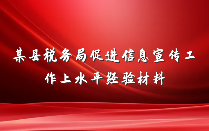 某县税务局促进信息宣传工作上水平经验材料