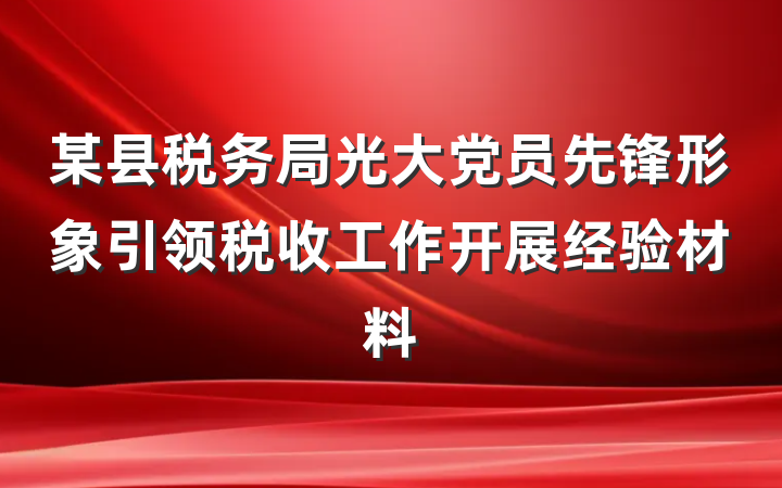 某县税务局光大党员先锋形象引领税收工作开展经验材料