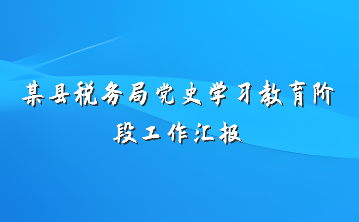 某县税务局党史学习教育阶段工作汇报