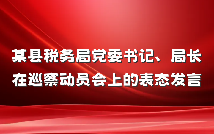 某县税务局党委书记、局长在巡察动员会上的表态发言