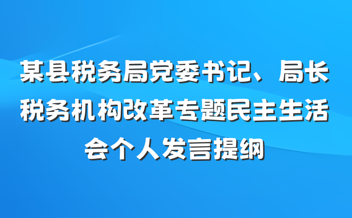 某县税务局党委书记、局长税务机构改革专题民主生活会个人发言提纲