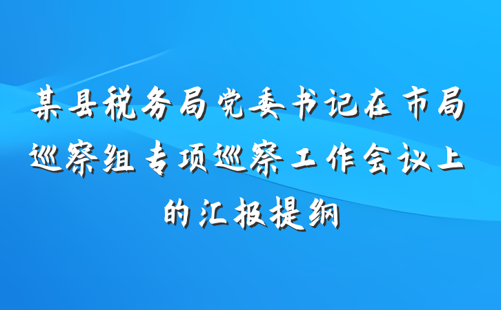 某县税务局党委书记在市局巡察组专项巡察工作会议上的汇报提纲