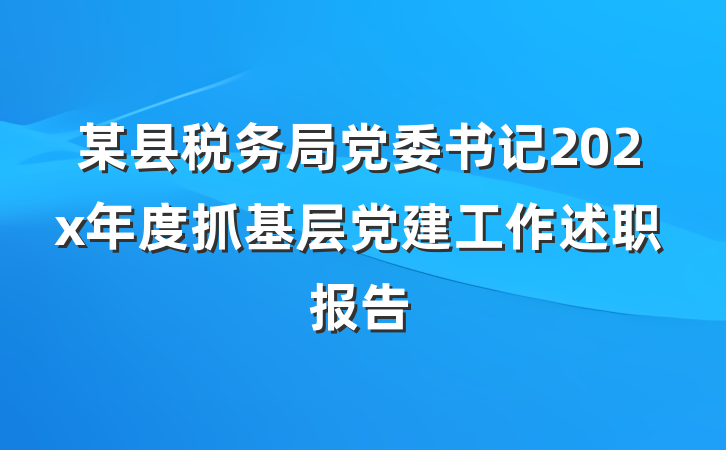某县税务局党委书记202x年度抓基层党建工作述职报告