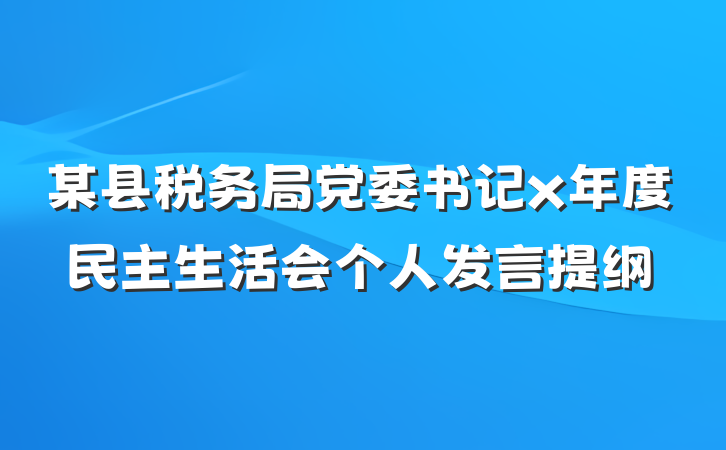 某县税务局党委书记x年度民主生活会个人发言提纲