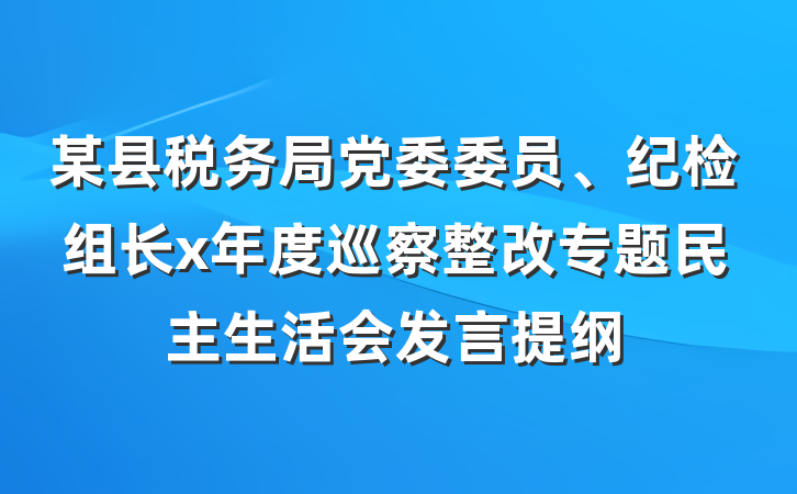 某县税务局党委委员、纪检组长x年度巡察整改专题民主生活会发言提纲