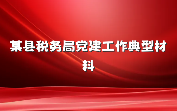 某县税务局党建工作典型材料