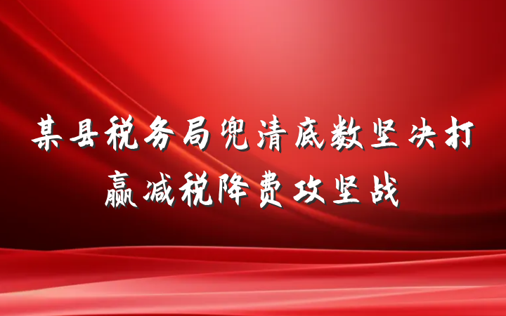 某县税务局兜清底数坚决打赢减税降费攻坚战