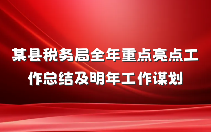 某县税务局全年重点亮点工作总结及明年工作谋划