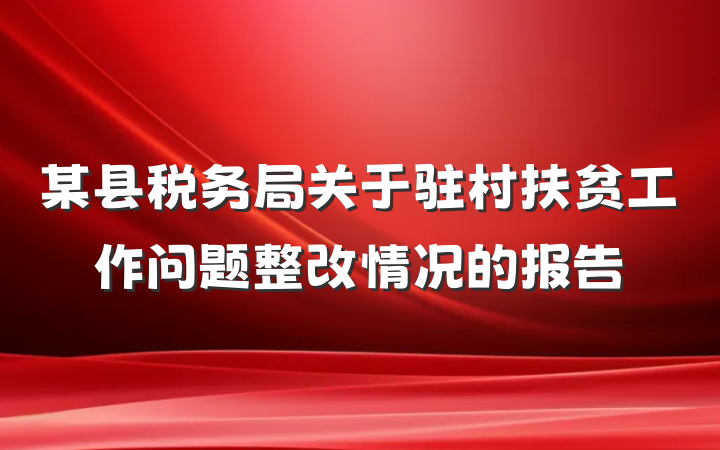 某县税务局关于驻村扶贫工作问题整改情况的报告