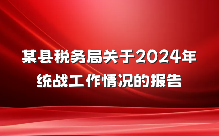某县税务局关于2024年统战工作情况的报告