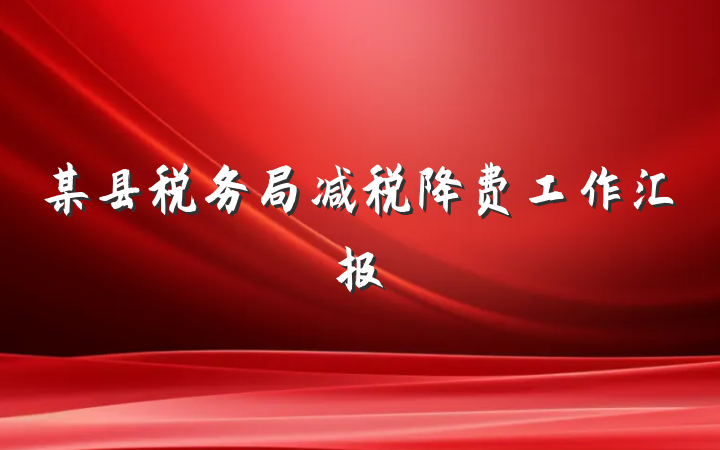 某县税务局减税降费工作汇报
