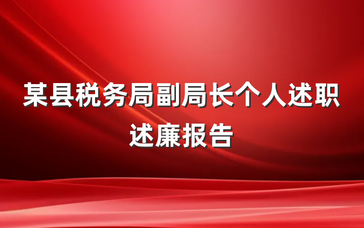 某县税务局副局长个人述职述廉报告