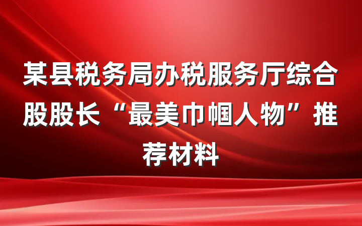 某县税务局办税服务厅综合股股长“最美巾帼人物”推荐材料