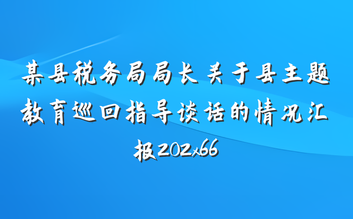 某县税务局局长关于县主题教育巡回指导谈话的情况汇报202x66