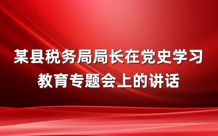某县税务局局长在党史学习教育专题会上的讲话