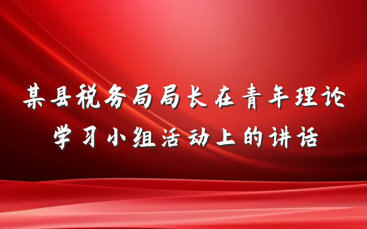 某县税务局局长在青年理论学习小组活动上的讲话